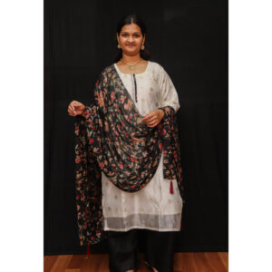 Embroidered Silk Kurta With Printed Dupatta
