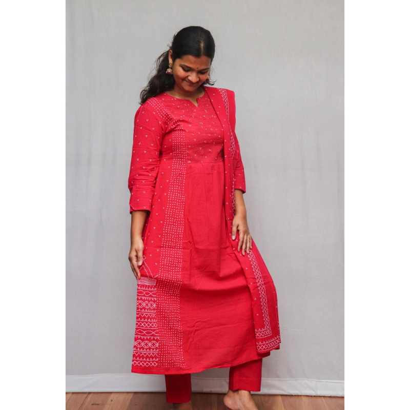 Pure Cotton A-Line Pant And Dupatta Set - Image 2