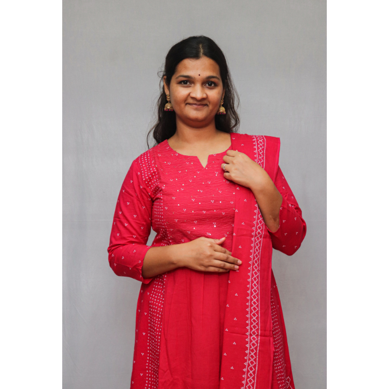 Pure Cotton A-Line Pant And Dupatta Set - Image 4