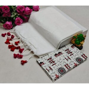 Khadi Cotton Saree With Kalamkari Blouse