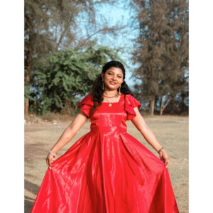 Red Bow Detail Gown Midi Dress