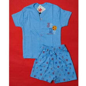 Blue Cotton Suit For New Born Babies