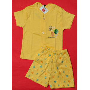Yellow Cotton Suit For New Born Babies