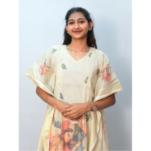 Radha Krishna 3D Print Tissue Kaftan Dress