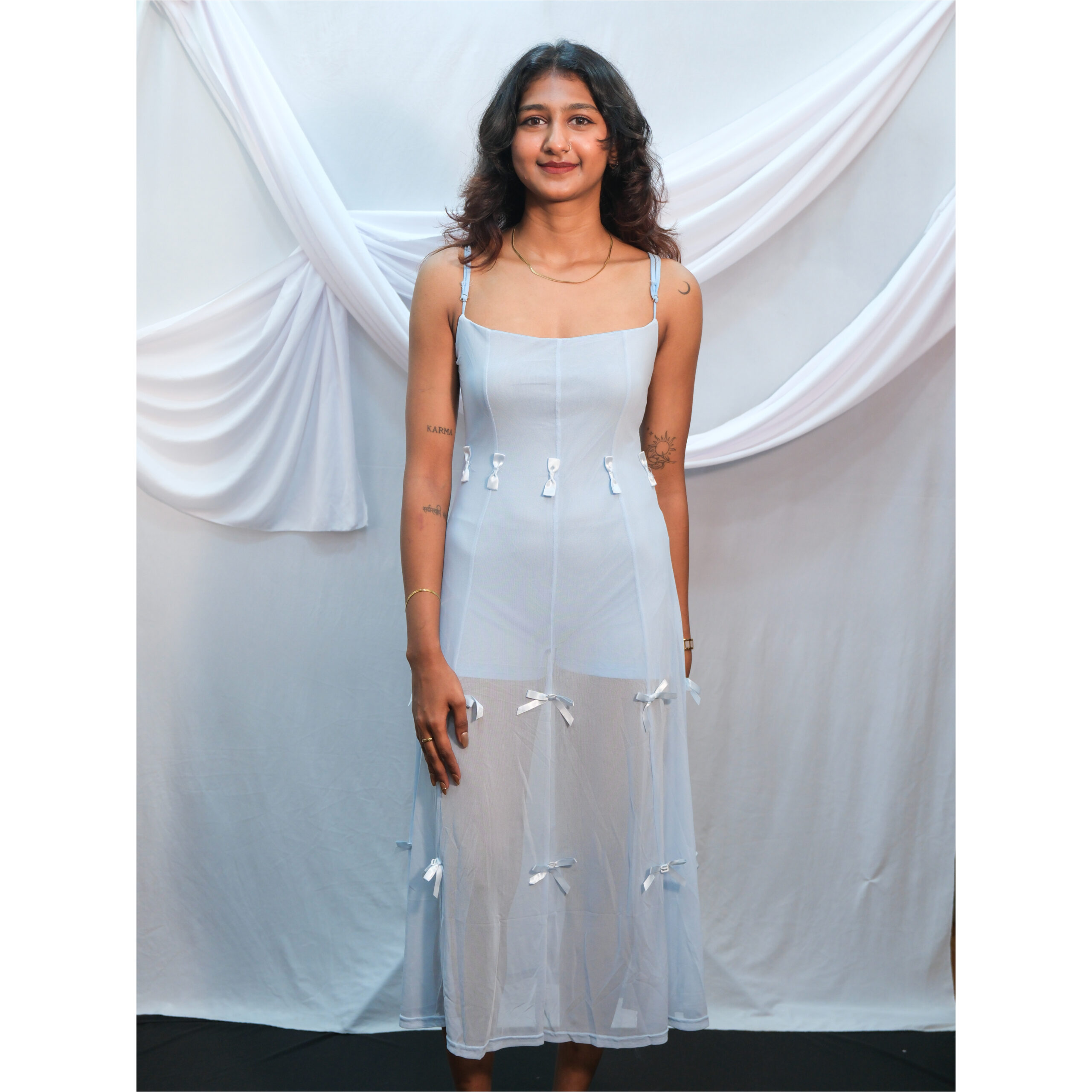 Light Blue Net Bodycon Dress