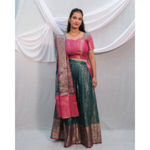 Green Skirt & Pink Blouse Davani Set