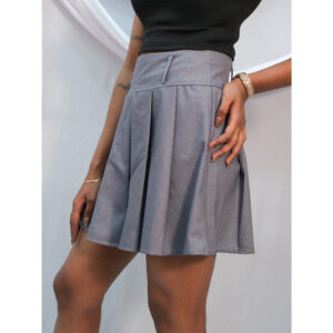 Grey Tennis Pleated Mini Skirt