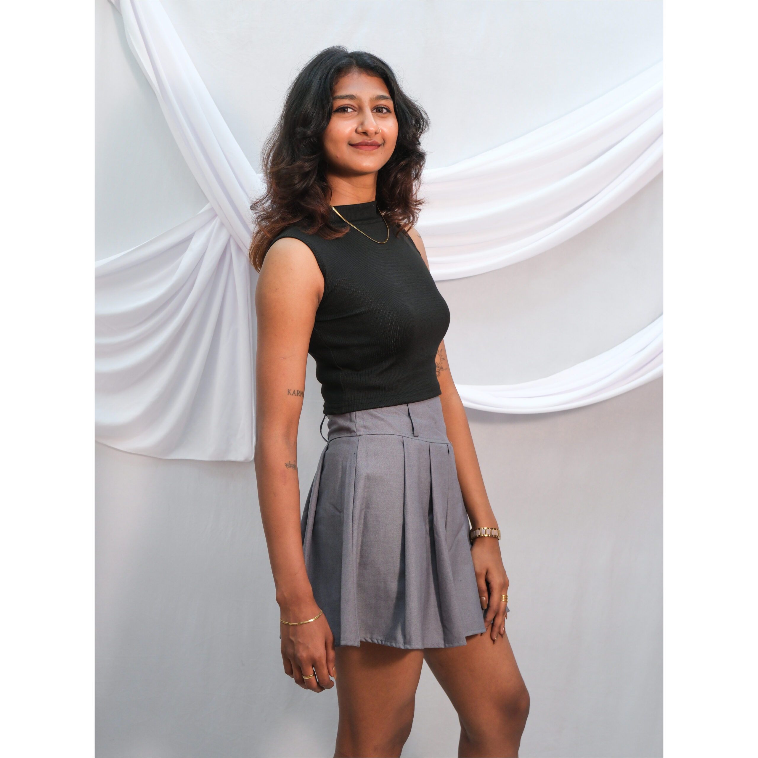 Grey Tennis Pleated Mini Skirt - Image 4