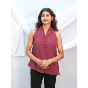 Maroon Halter Neck Sleeveless Top