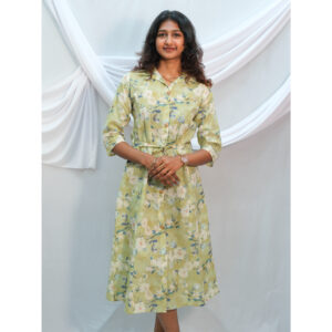 Light Green A-Line Chikankari Collar Neck Kurti
