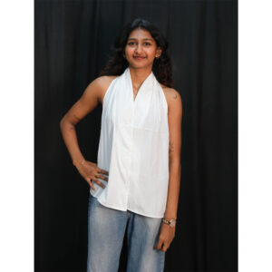 White Halter Neck Sleeveless Top
