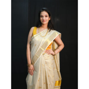 Tissue Gold Letter Emb Kerala Saree