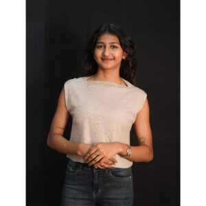 Beige Stone Work Shoulder Rib-Knit Crop Top