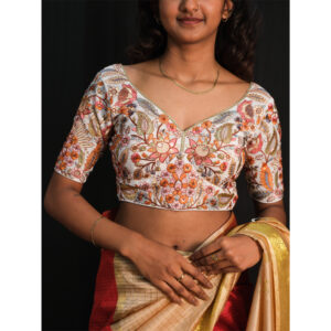 Fight with Flower & Leaf Thread Embroidery Blouse