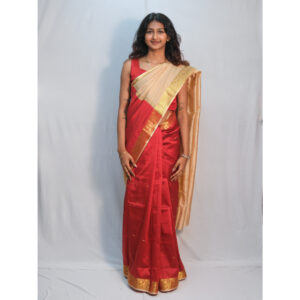 Maroon & Beige Gold Buti Indian Saree