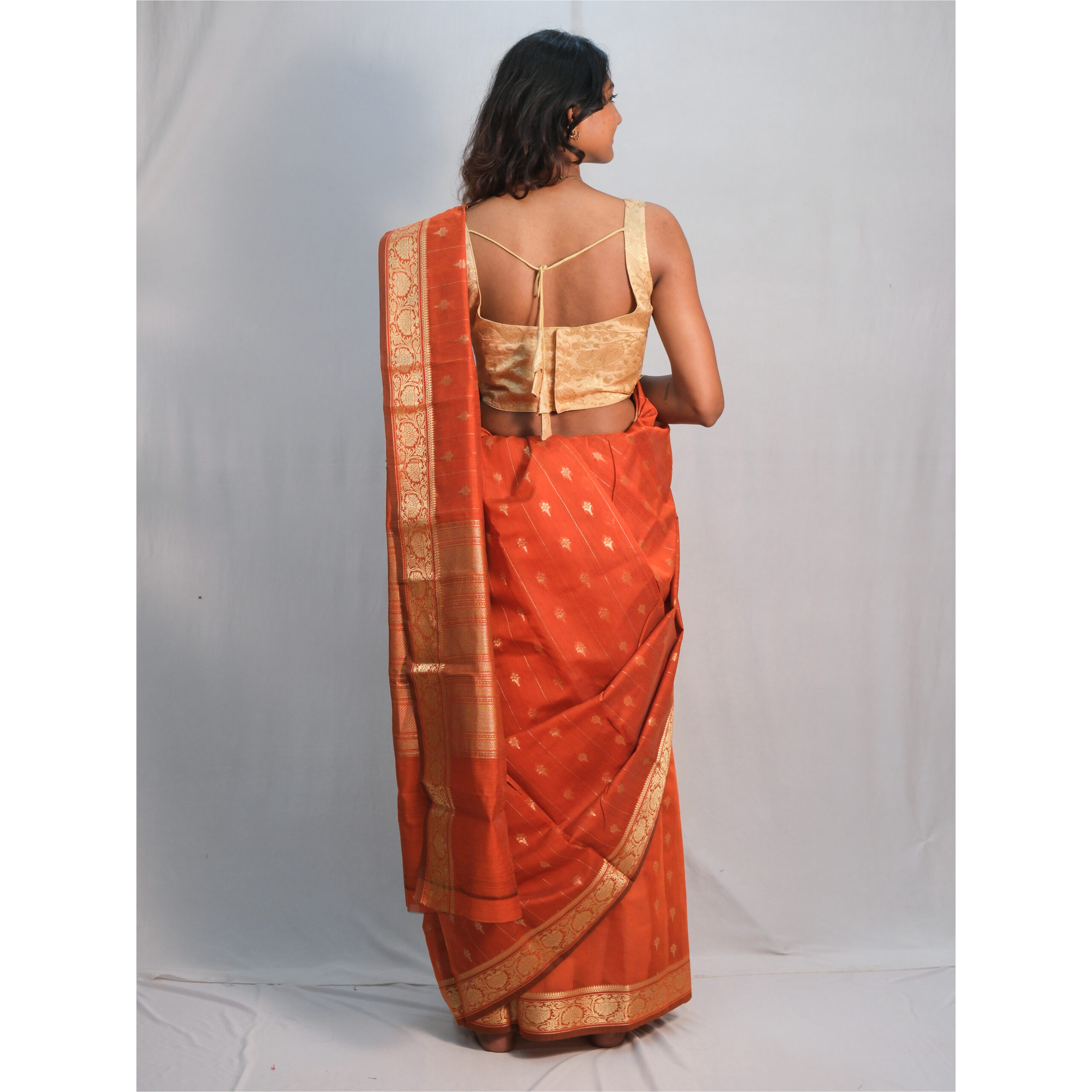 Rust Orange Kalyani Cotton Saree - Image 5