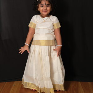 Off-White Cotton Skirt & Blouse Kids Pavada – 2 to 3 Years