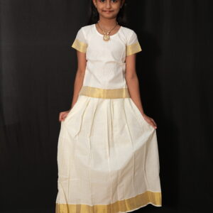 Off-White Cotton Skirt & Blouse Kids Pavada – 6 to 7 Years