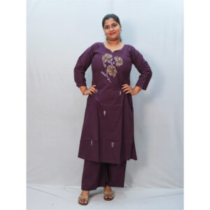 Purple Cotton Kalamkari Print Palazzo Co-Ord Set