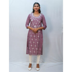 Mauve White Bead & Sequin Work Kurti