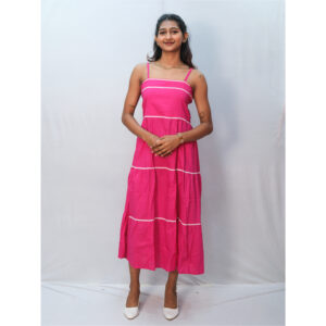 Rani Pink & White Lace Full-Length Sleeveless One-Piece