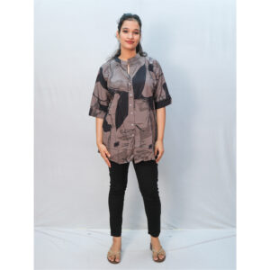 Dark Grey Heavy Rayon High Neck Short Kurti