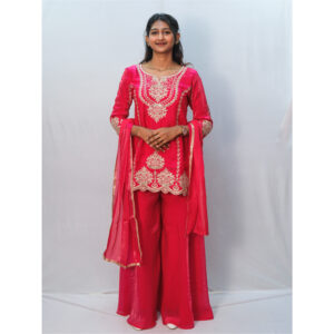 Rani Pink Thread Embroidery Sharara Set