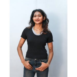 Black & Grey Neck Rib-Net Korean Top