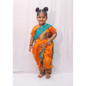 Yellow Green & Gold Nauvari Saree