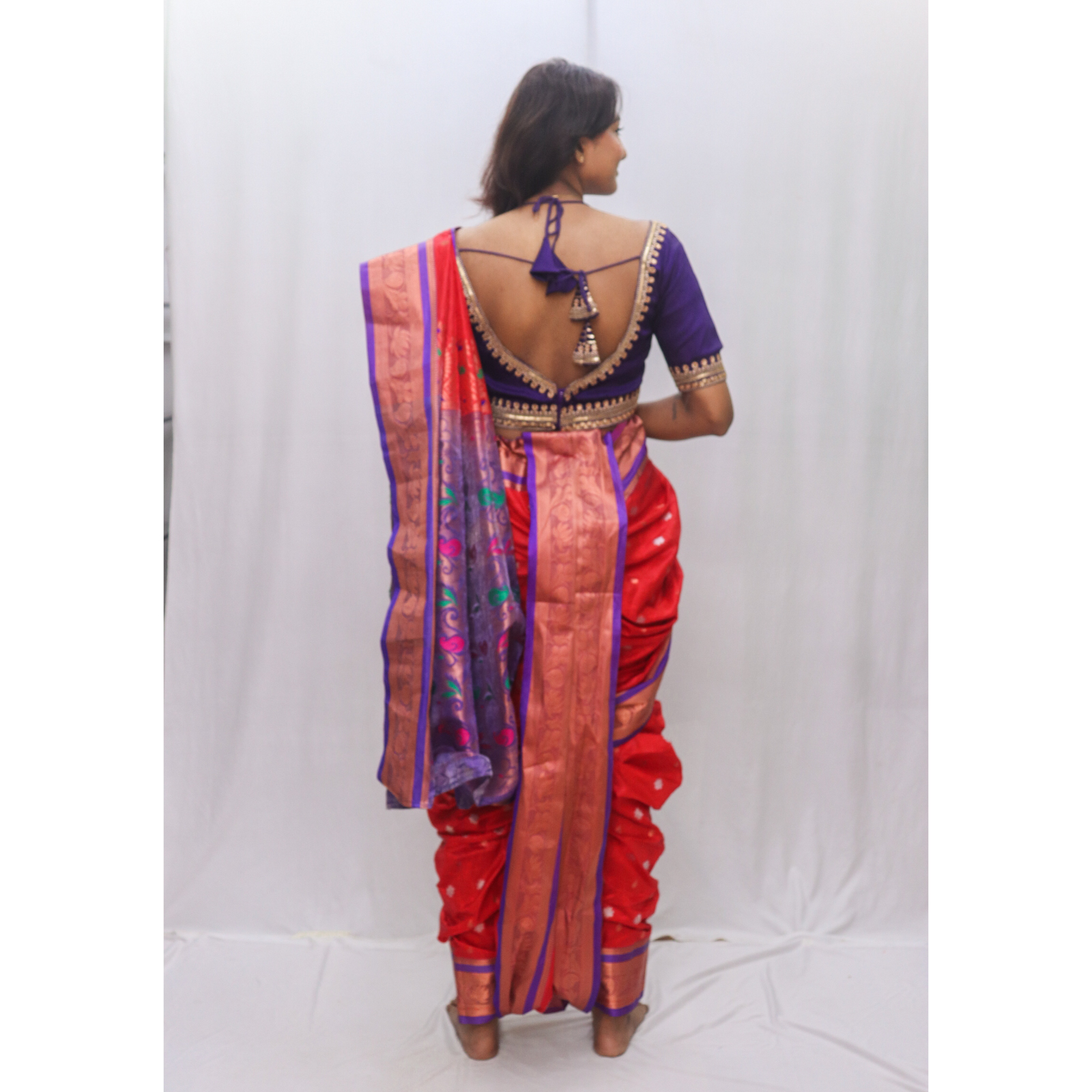 Red Purple Rajlakshmi Saree - Image 4