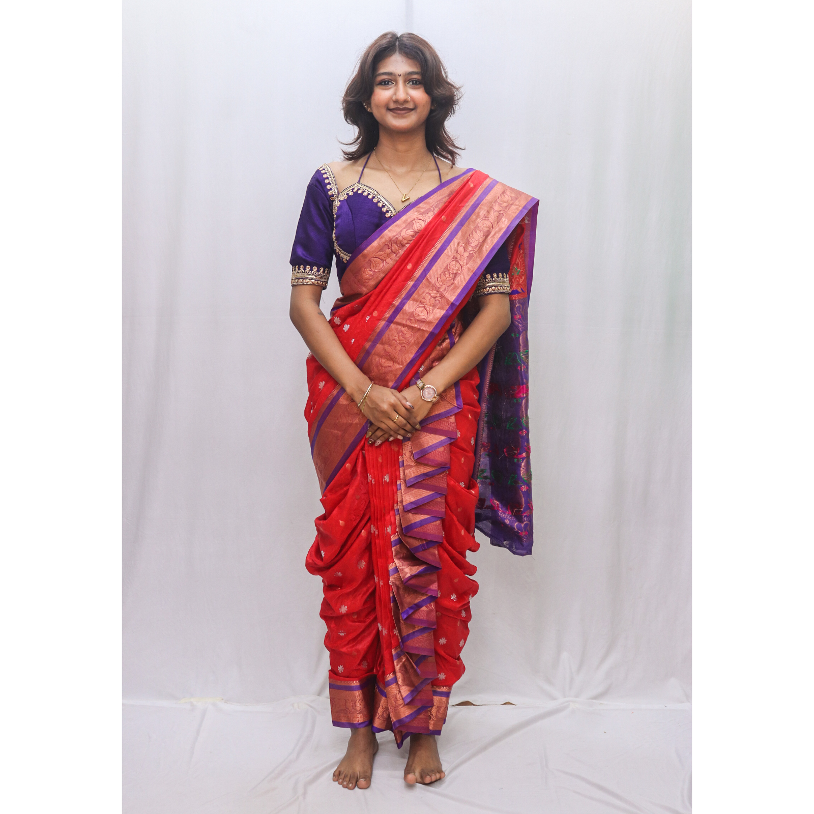 Red Purple Rajlakshmi Saree