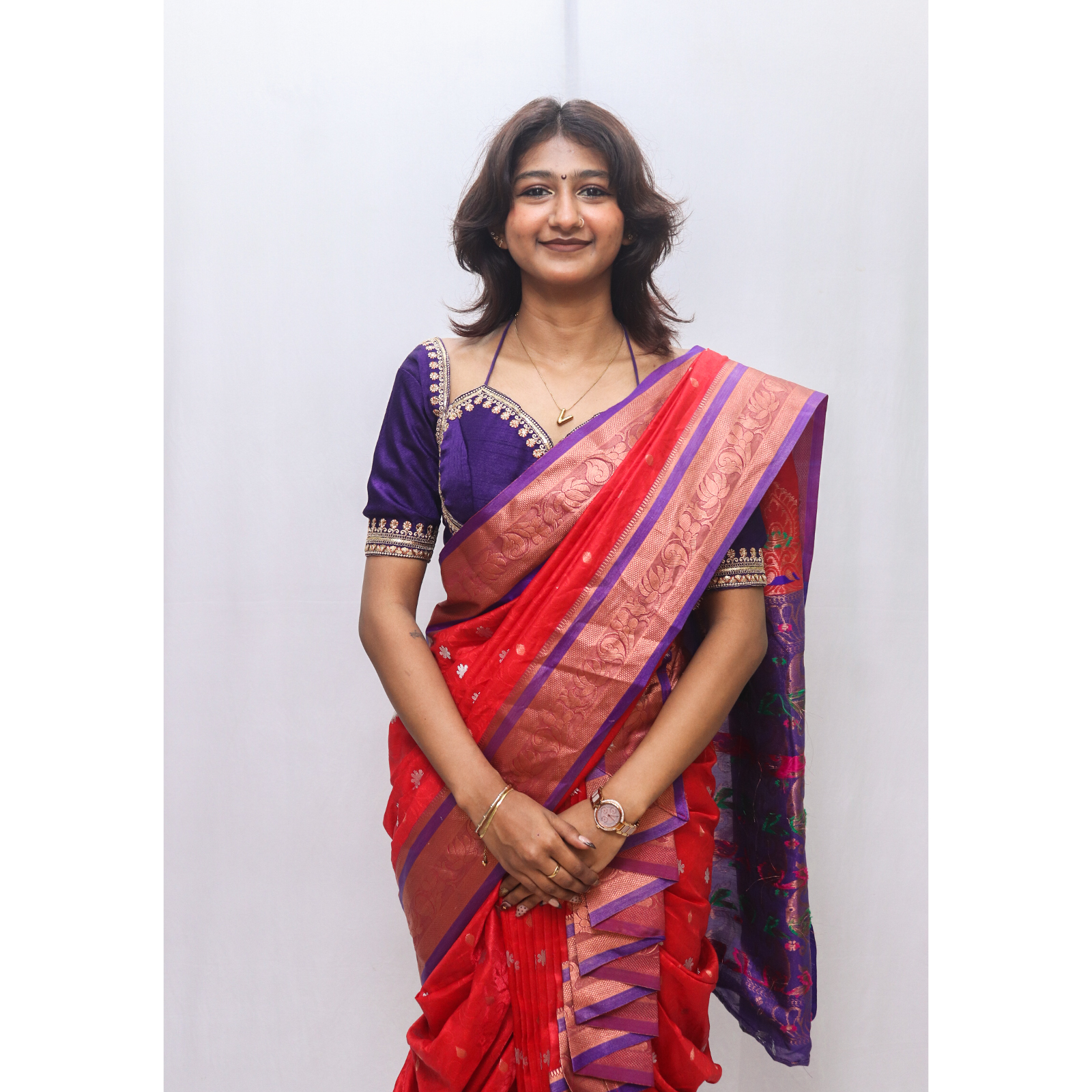 Red Purple Rajlakshmi Saree - Image 2