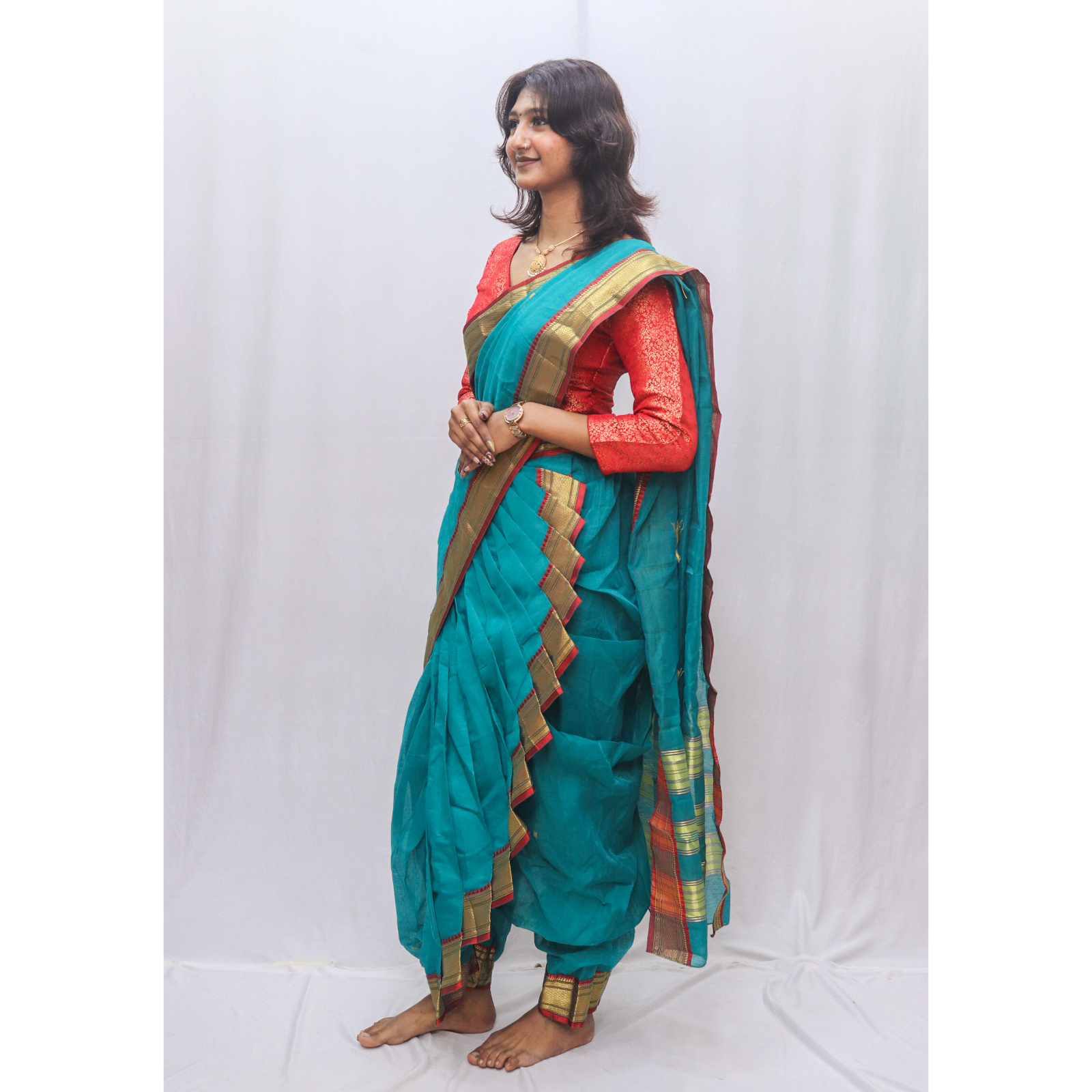 Peacock Green Shahi Mastani Saree - Image 3