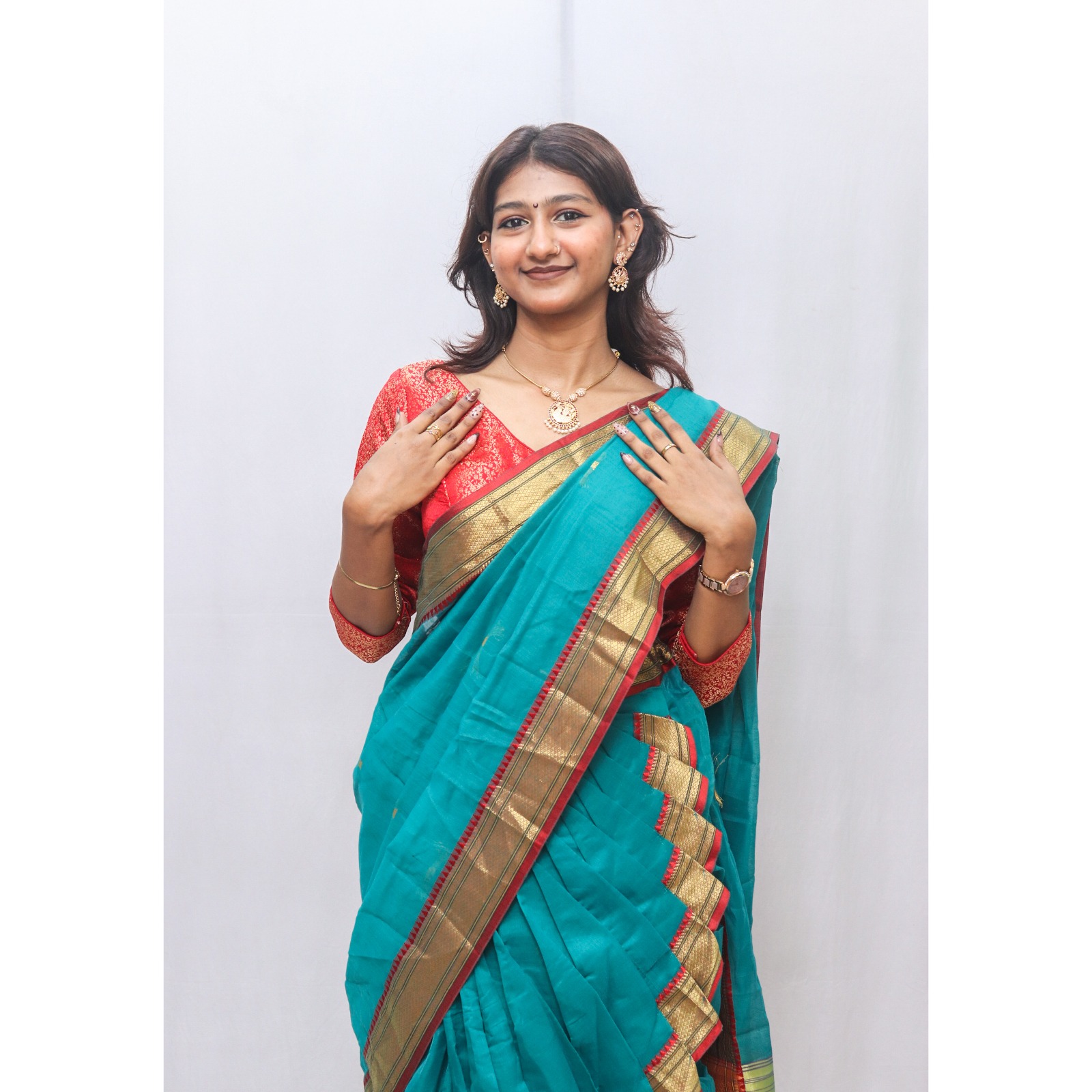 Peacock Green Shahi Mastani Saree - Image 2